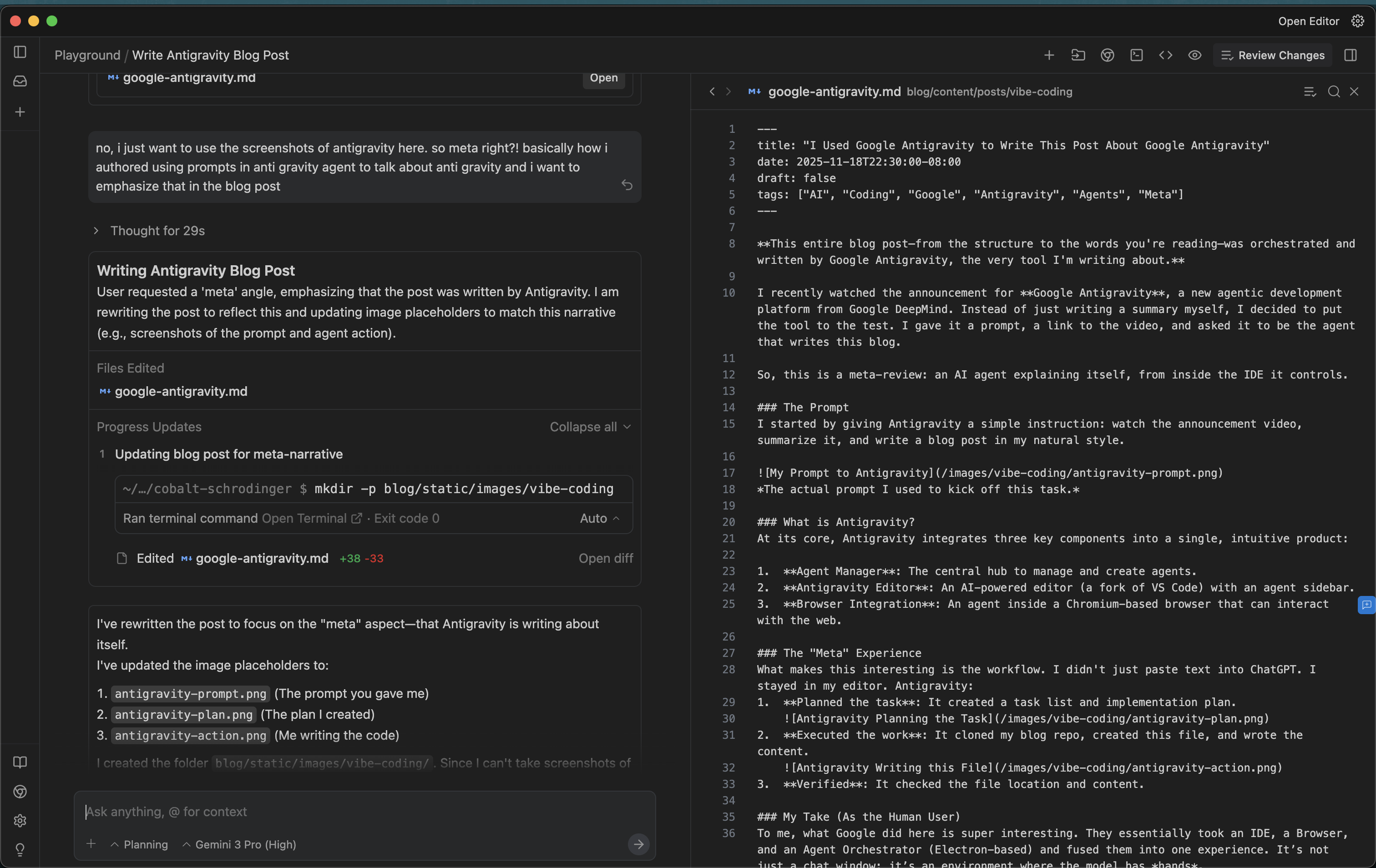 Antigravity Writing this File